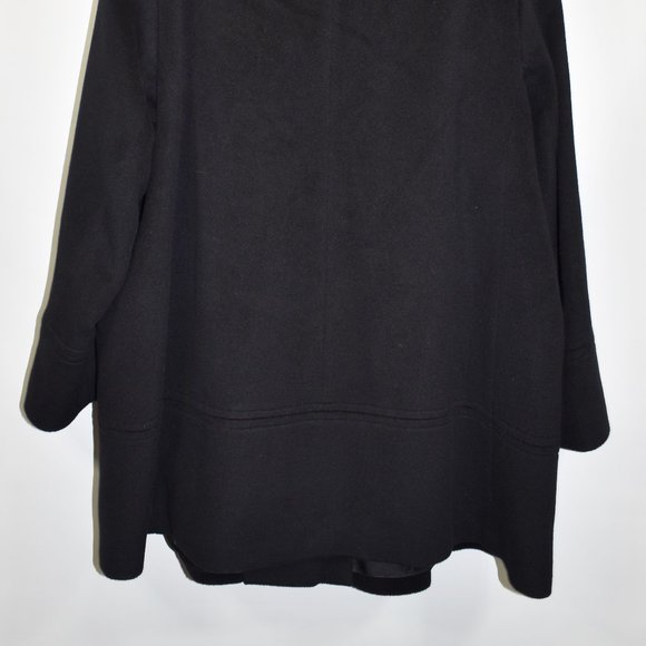 $1100 FLEURETTE FUNNEL NECK 100% WOOL COAT Luxury  PLUS SIZE BLACK 24W - Picture 4 of 7